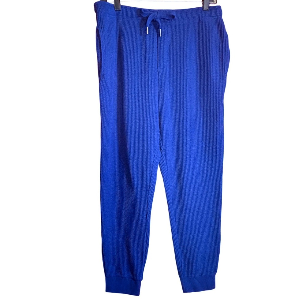 Gap Waffle Knit Joggers Mens Medium Blue Good Thermal Lounge Pants
